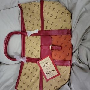 NWT Elizabeth Arden Tan and Red Logo Tote 18X12